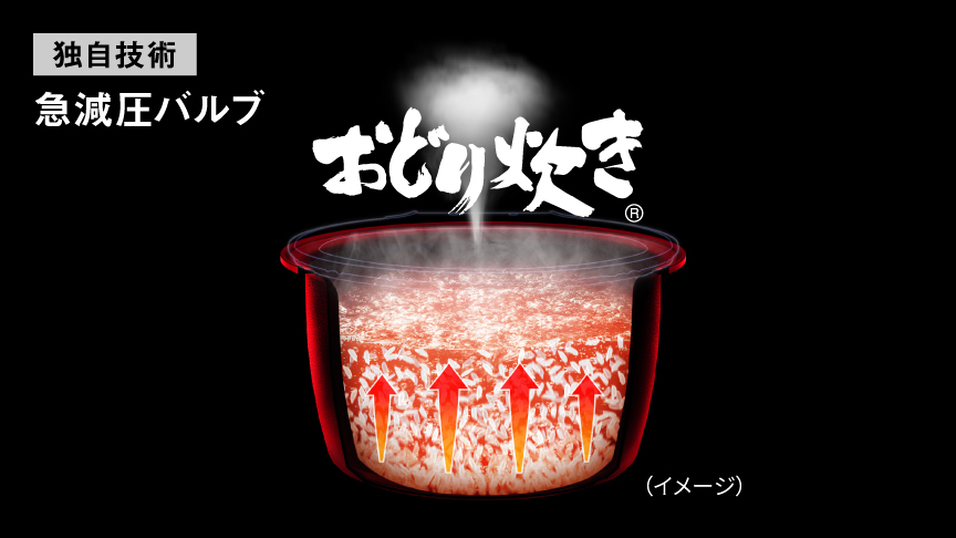 独自技術 急減圧バルブ「おどり炊き」
